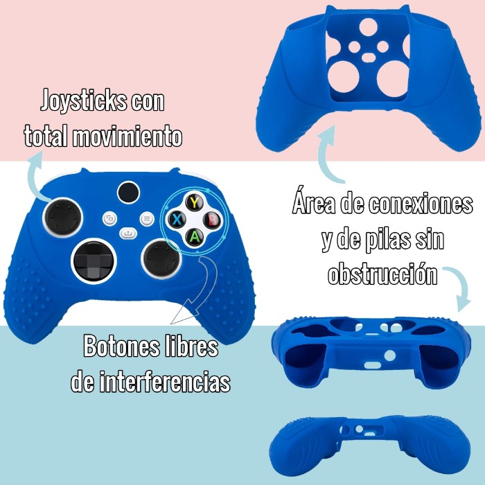 Xbox Series S X Funda De Silicón Azul Control Carcasa + Grips