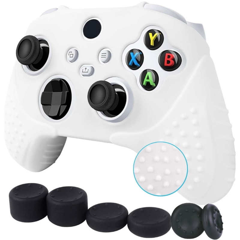 Xbox Series S X Funda De Silicón Blanca Control Carcasa + Grips