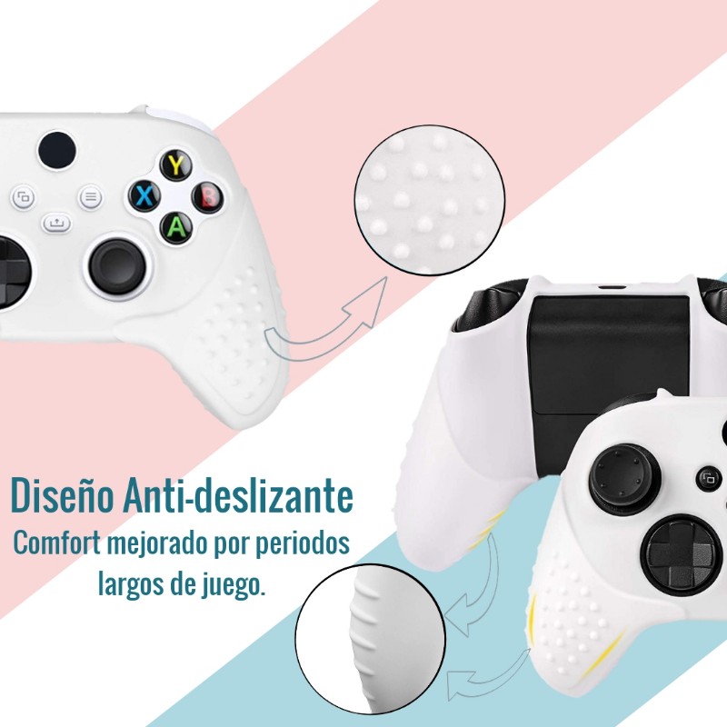 Xbox Series S X Funda De Silicón Blanca Control Carcasa + Grips