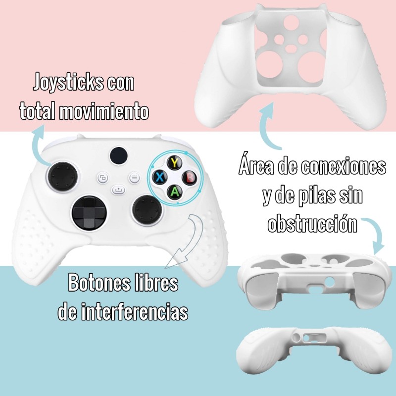 Xbox Series S X Funda De Silicón Blanca Control Carcasa + Grips