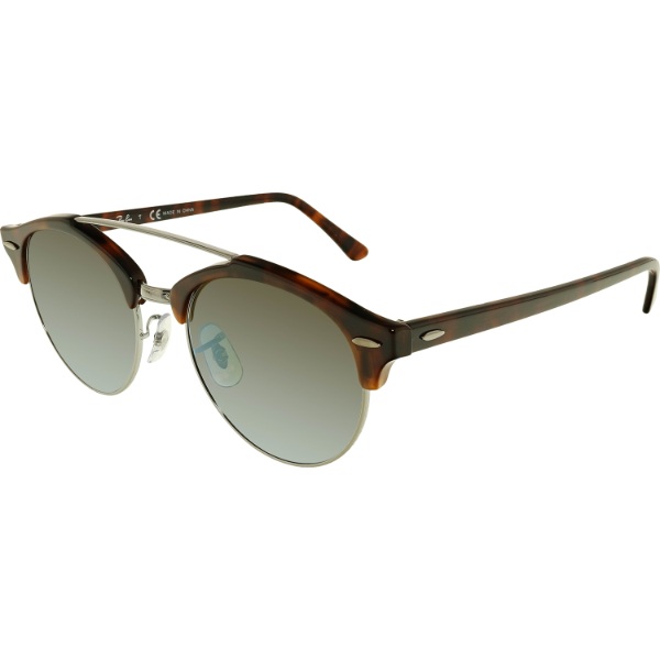 Lentes Ray-Ban Clubround Double Bridge Carey, RB4346 62519J Plateado; Verde