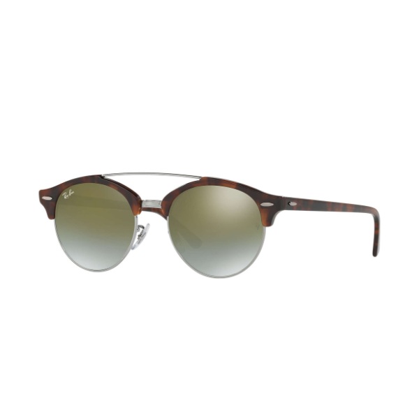 Lentes Ray-Ban Clubround Double Bridge Carey, RB4346 62519J Plateado; Verde