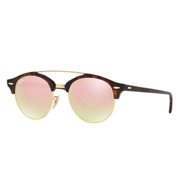 Lentes Ray-Ban Clubround Double Bridge Carey, RB4346 990/7O Dorado; Rosa