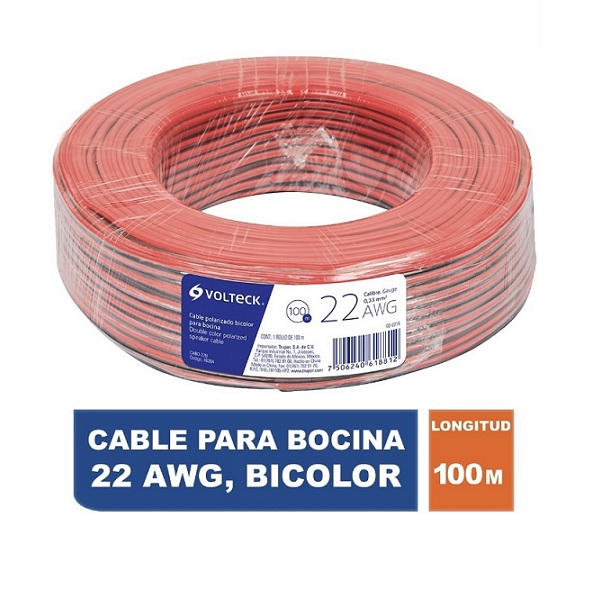 CABLE DE BOCINA POLARIZADO BICOLOR VOLTECK 1OO M ELECTRÓNICA EQUIPOS DE SONIDO