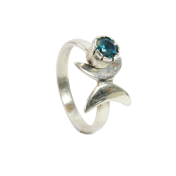 Anillo plata y zirconia azul