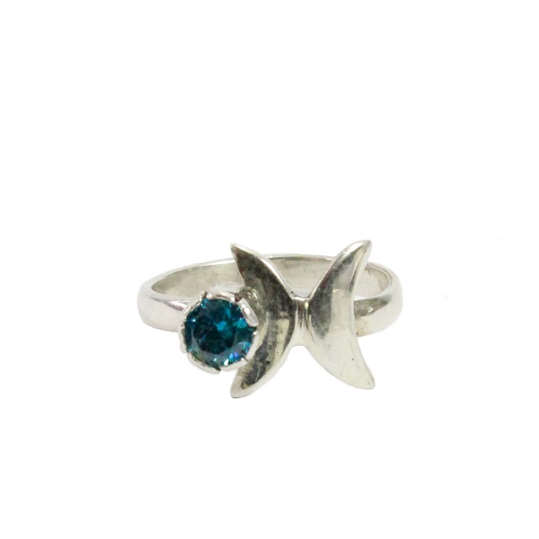Anillo plata y zirconia azul