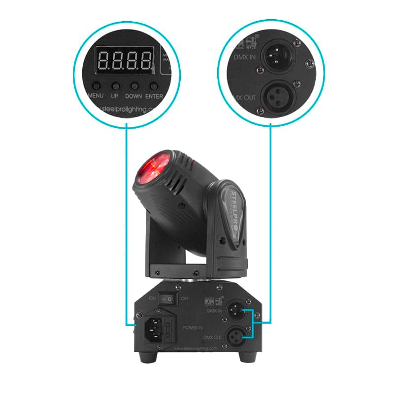 Mini Cabeza Móvil Beam LED RGBW- 4 En 1 - 15 Watts Steelpro 