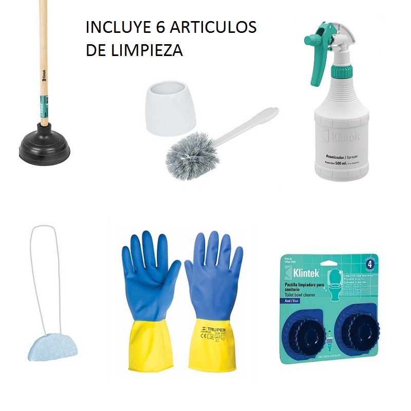 Kit Limpieza De Baños Casa Hogar Paquete 6 Productos CEPILLO -GUANTES M  -PASTILLAS ETC 
