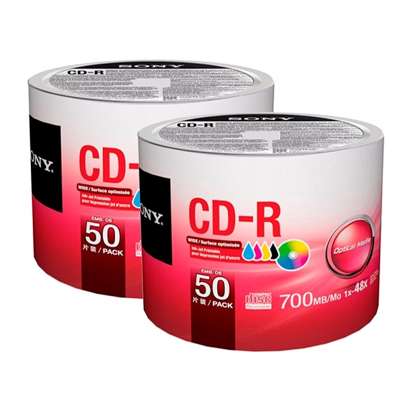 CD-R IMPRIMIBLE MARCA SONY 100 PIEZAS