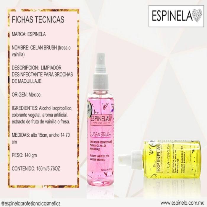  Limpiador Desinfectante Brochas Maquillaje Vainilla Espinela