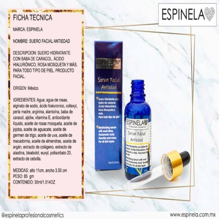 Suero Serum Facial Antiedad Para Todo Tipo De Piel- Espinela