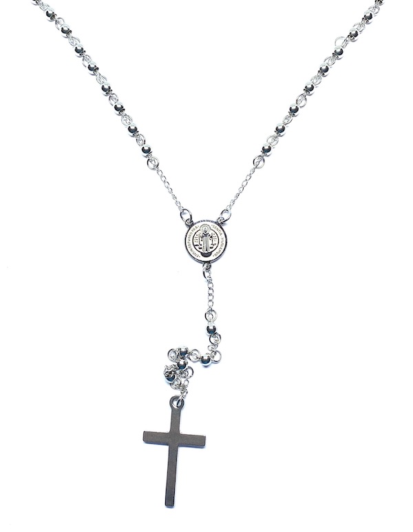 Rosario acero inoxidable Plateado bola 4mm San Benito