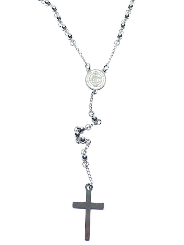 Rosario acero inoxidable Plateado bola 4mm San Benito