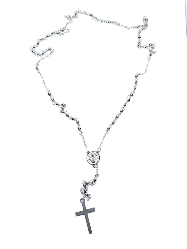 Rosario acero inoxidable Plateado bola 4mm San Benito