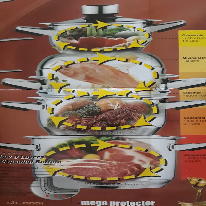 Bateria de Cocina Swiss Home 17 Pzas Acero Inoxidable Quirurgico T304 18/10