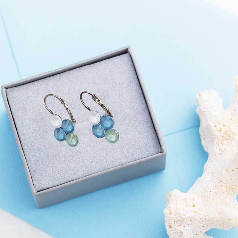 Aretes Colgantes SWAROVSKI CRISTALES 4X6 azul