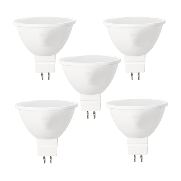 Foco mr16 led 6w luz cálida 3000k pack con 5 piezas