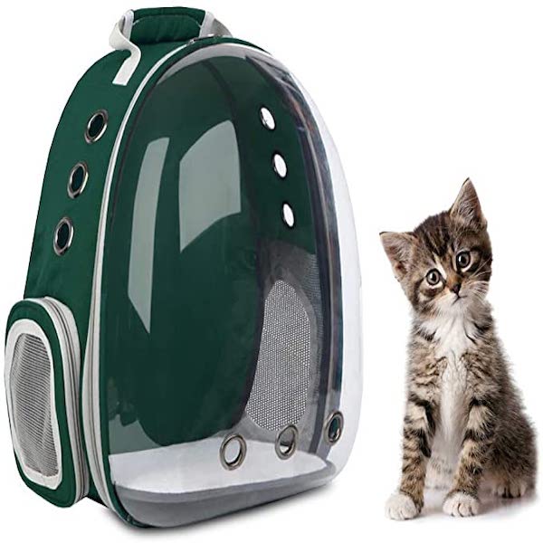 Mochila Transportadora De Moda Para Animales Perros Y Gatos// Verde