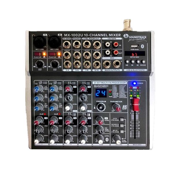 Mezcladora pasiva SOUNDTRACK MX-1002U Gris 10 Ch Bluetooth