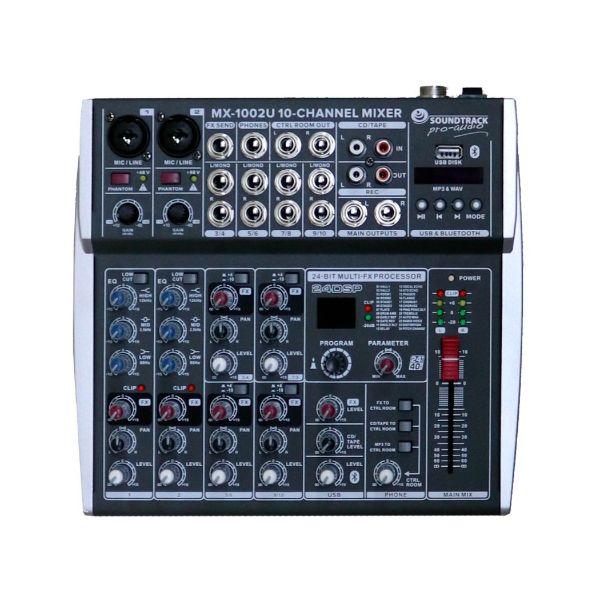 Mezcladora pasiva SOUNDTRACK MX-1002U Gris 10 Ch Bluetooth