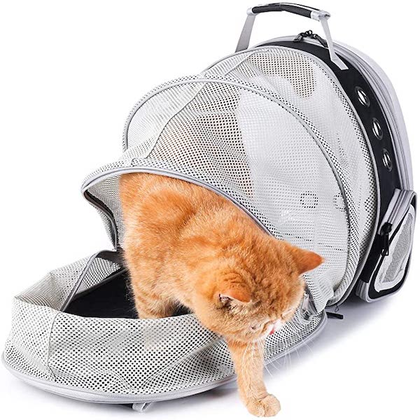 Mochila Transportadora De Animales/ Perros Y Gatos/ Con Domo// NEGRO