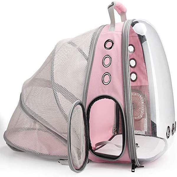 Mochila Transportadora De Animales/ Perros Y Gatos/ Con Domo// ROSA