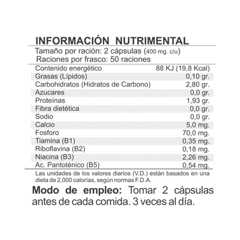 Levadure Levadura de Cerveza 100 Cápsulas 500 mg, 