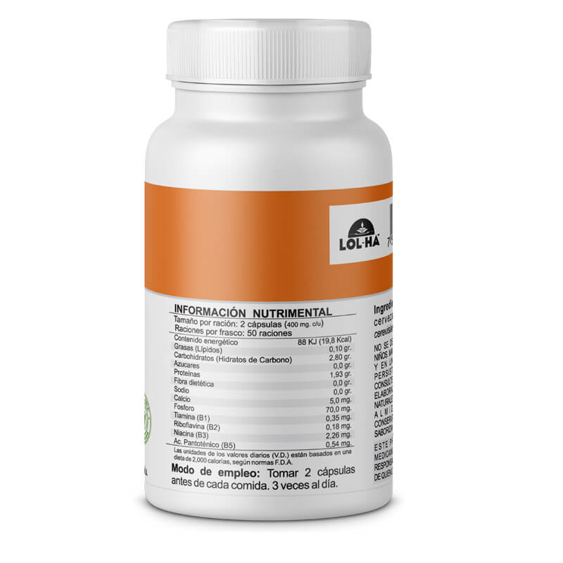 Levadure Levadura de Cerveza 100 Cápsulas 500 mg, 