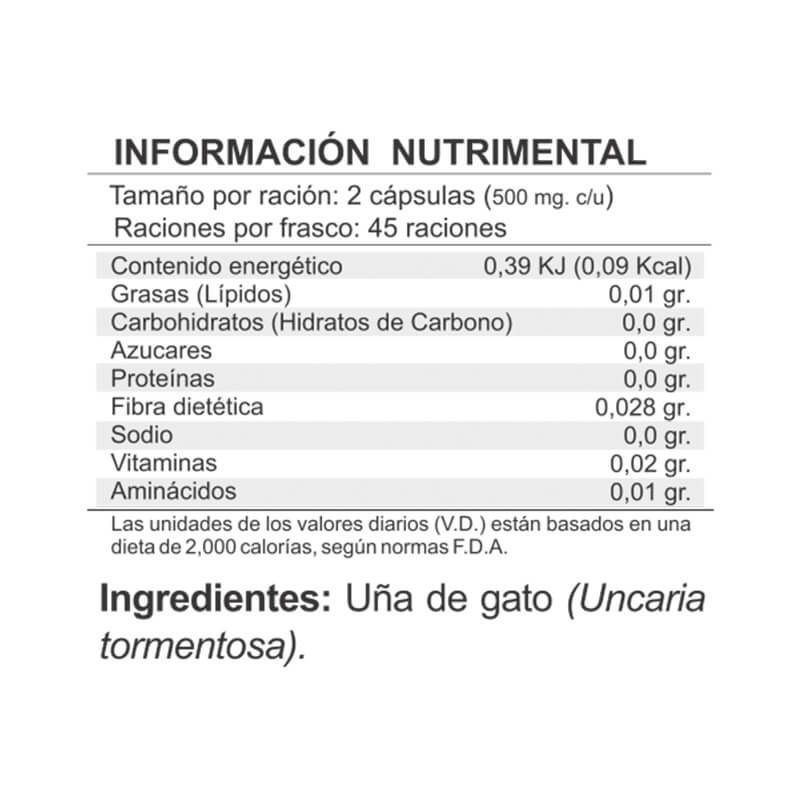 Forte Yang Uña de Gato 90 cápsulas 500 mg