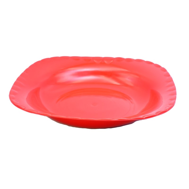 10 Platos Sopero Cuadrado Liso De Plastico Colores 20 X 3.5 Rojo Hogar