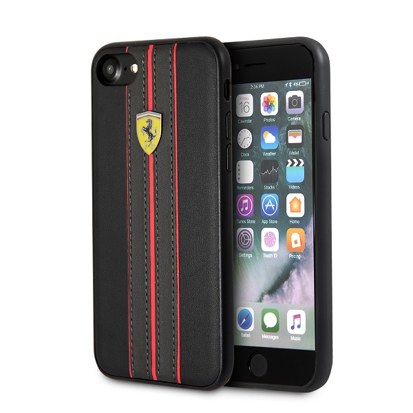 Funda Case En Piel Negra Ferrari iPhone 6,7,8