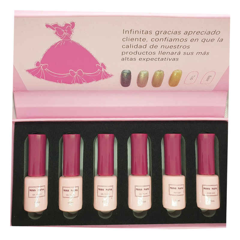 Set De 6 Piezas Esmaltes  Para Uñas Gel Polish Mas Base Y Top Decoracion De Uñas 