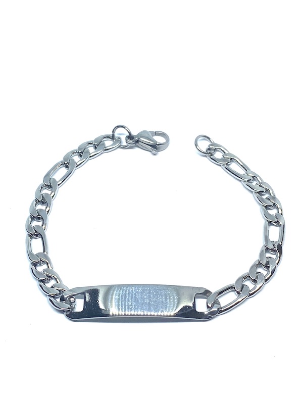 Esclava Acero Inoxidable Plateada 17cm  X 0.6 Cm Con placa