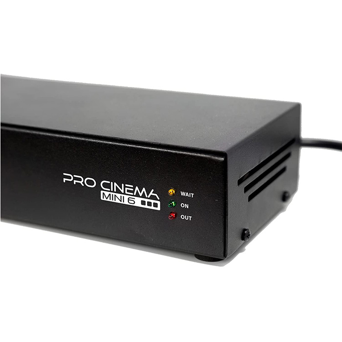 TDE Power Technology Pro Cinema Mini, Supresor de Picos y regulador de Voltaje diseñado para Equipos de Video, Sonido e iluminación (Home Theater). Cuenta con 6 Salidas protegidas