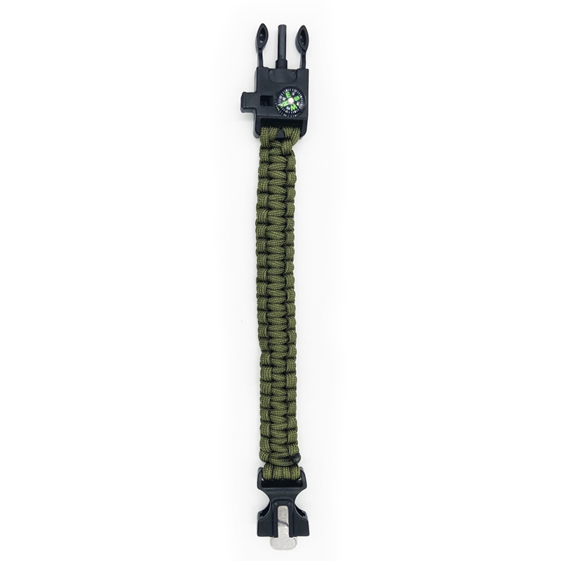 Pulsera Paracord Tactica Supervivencia Brújulas Navaja Camping Fuego Color Verde 