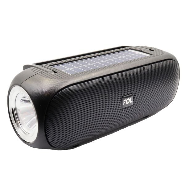 Bocina Fol Negro Portátil Bluetooth Carga Solar Linterna Exterior