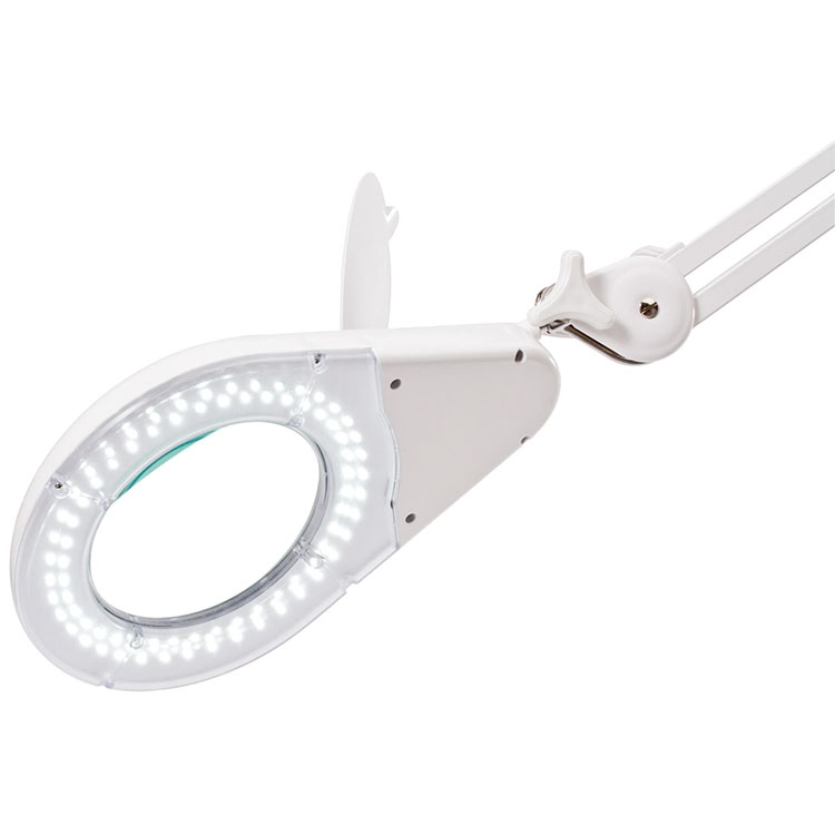 Lámpara Ahorradora De Luz Con Lupa Y Brazo Flexible, Blanco