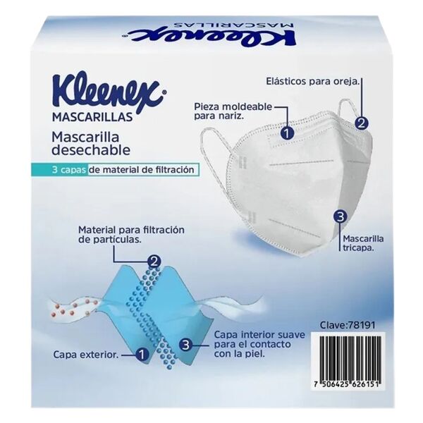 Cubrebocas Kleenex Tipo Kn95 Mascarillas Tricapa 10 Piezas