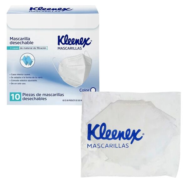 Cubrebocas Kleenex Tipo Kn95 Mascarillas Tricapa 10 Piezas
