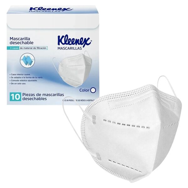 Cubrebocas Kleenex Tipo Kn95 Mascarillas Tricapa 10 Piezas