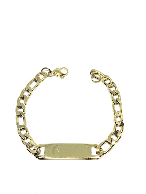 Esclava Acero Inoxidable Dorada 17 cm X 6 mm con placa 