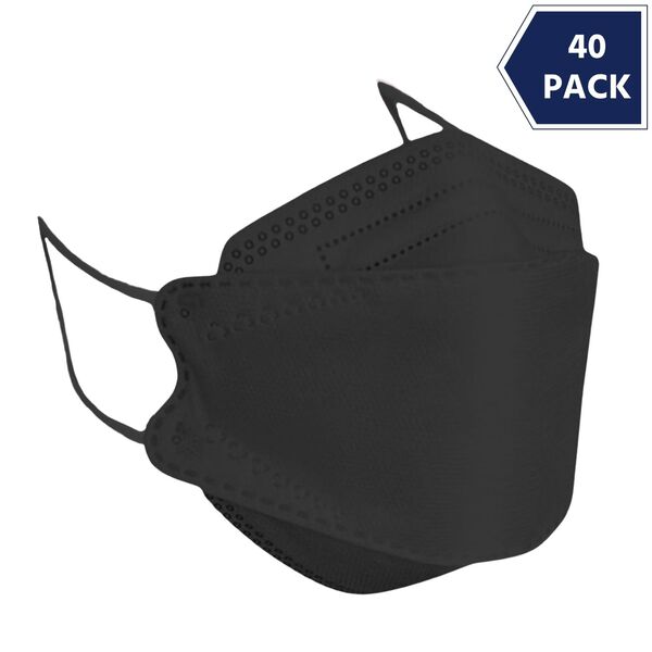 Cubrebocas KF94 Negro Mascarilla Corea Certificado - Empaque Individual - 40 Pzs
