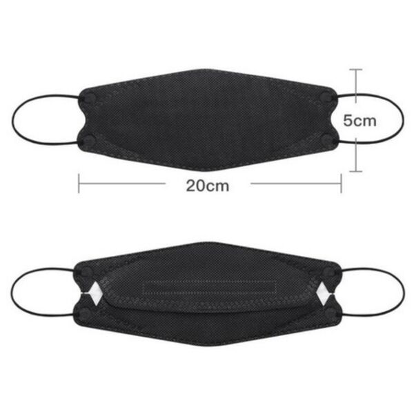 Cubrebocas KF94 Negro Mascarilla Corea Certificado - Empaque Individual - 40 Pzs