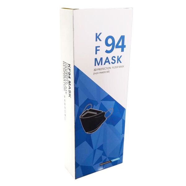 Cubrebocas KF94 Negro Mascarilla Corea Certificado - Empaque Individual - 40 Pzs