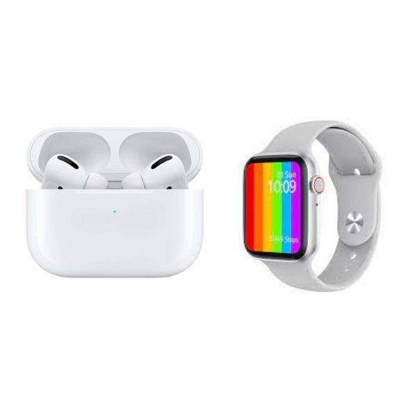 paquete smartwatch w26 (3 colores) y audifonos air pro 3ra generacion  blancos mas regalo