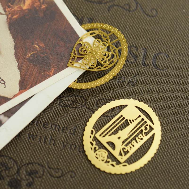 7 Separadores De Libros Metálicos, Marcadores De Página Chic