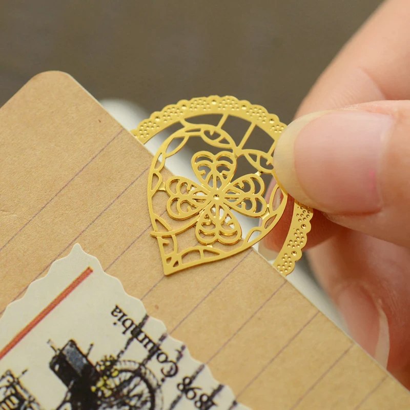 7 Separadores De Libros Metálicos, Marcadores De Página Chic