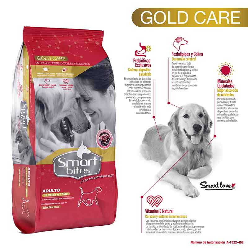 Smart Bites Gold Care. Adulto 25 kg. Alimento para perro