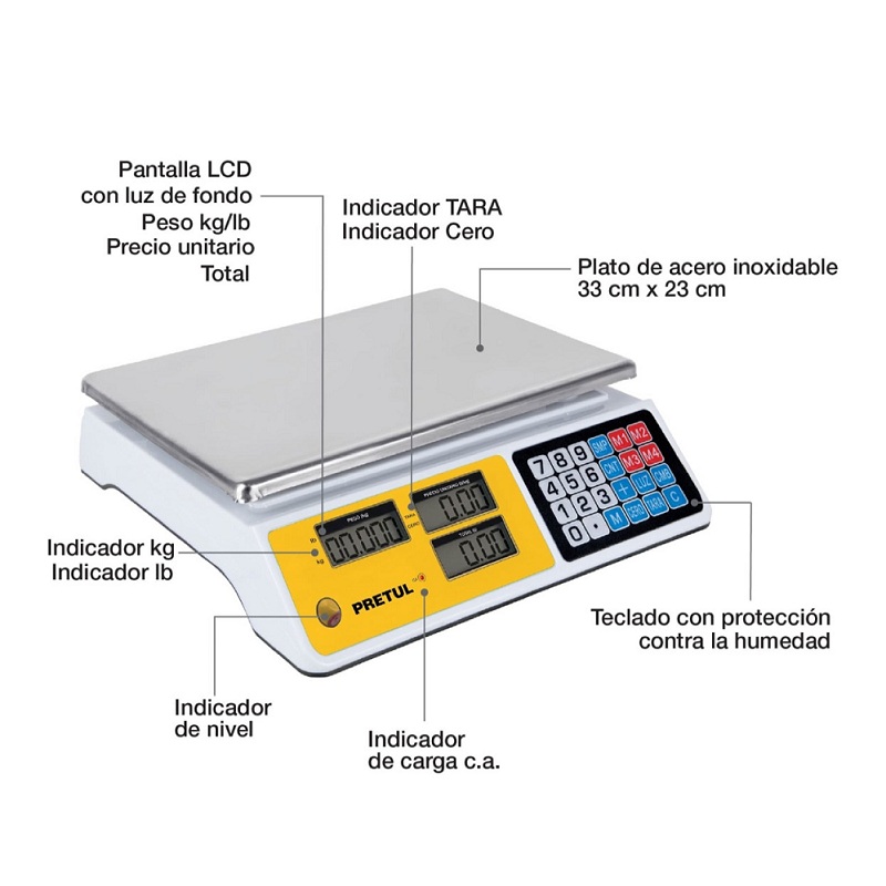 BASCULA  ELECTRONICA para Comercio  40 KG PANTALLA LCD ABARROTES CARNICERIAS POLLO 