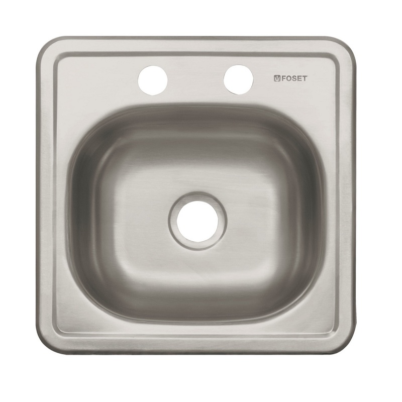 TARJA DE COCINA DE EMPOTRAR 38 X 38 CM, TIPO BAR DE ACERO INOXIDABLE TA-38 B  FOSET 